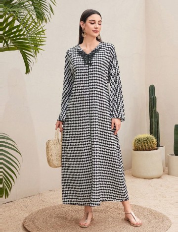 Rochie lunga SHEIN, alb/negru