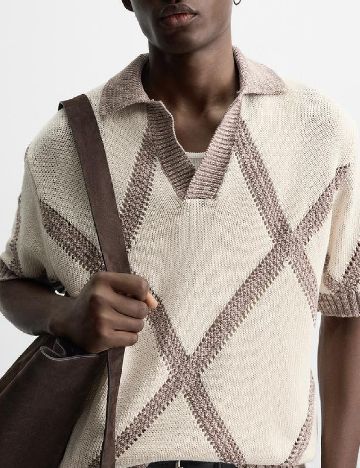 Bluza Zara, crem/maro