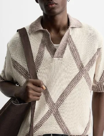 Bluza Zara, crem/maro
