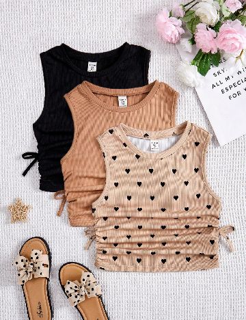 Set topuri 3 bucati Shein Kids, mix culori