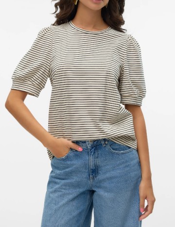 Tricou Vero Moda, crem