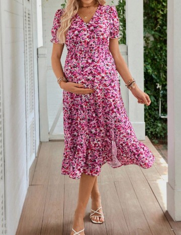 Rochie medie SHEIN Maternity, floral print