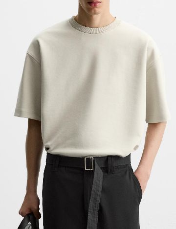 Tricou Oversize Zara, gri deschis