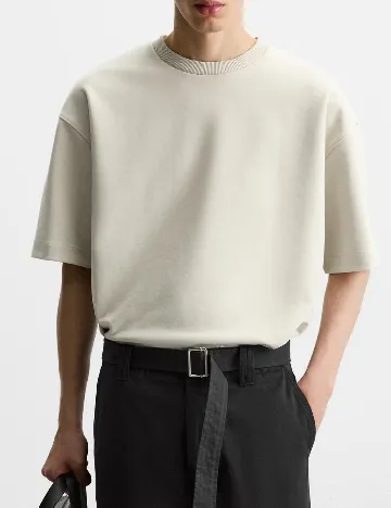 Tricou Oversize Zara, gri deschis