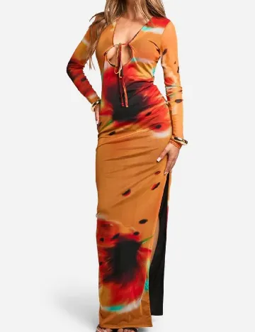 Rochie lunga Boohoo, portocaliu