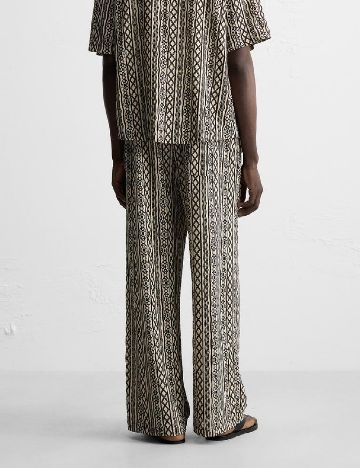 Pantaloni Zara, ecru/negru