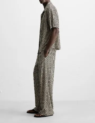 Pantaloni Zara, ecru/negru