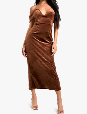 Rochie medie Boohoo, maro