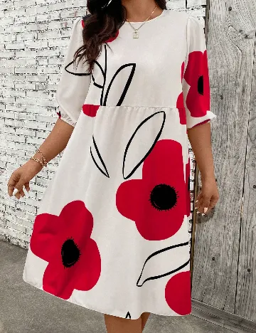 Rochie medie SHEIN CURVE, ecru