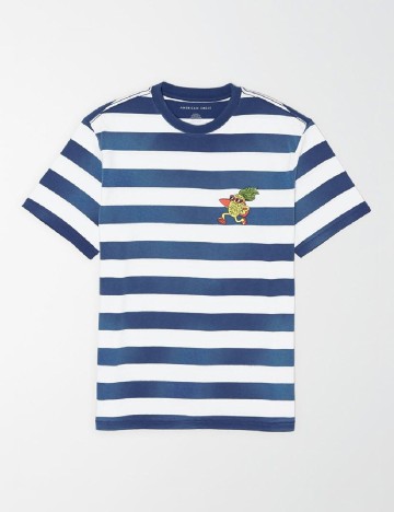 Tricou American Eagle, albastru/alb
