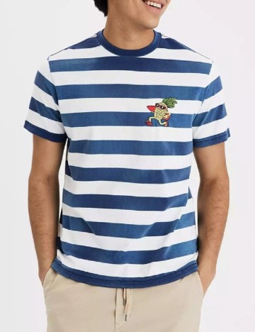 Tricou American Eagle, albastru/alb