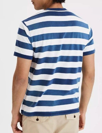 Tricou American Eagle, albastru/alb