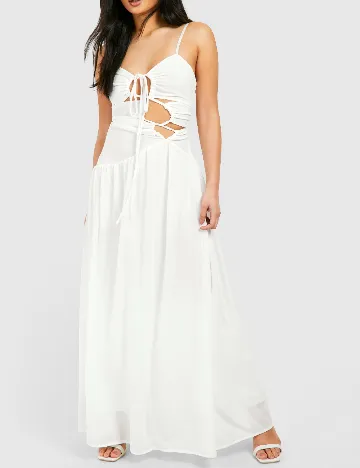 Rochie lunga Boohoo, alb Alb