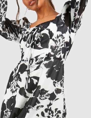Rochie medie Boohoo, alb/negru