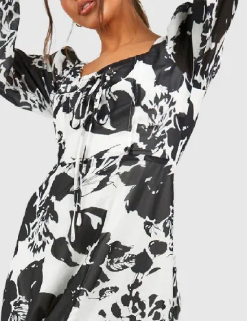 Rochie medie Boohoo, alb/negru