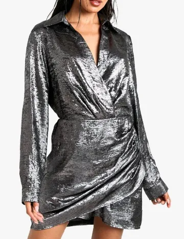 Rochie scurta Boohoo, argintiu
