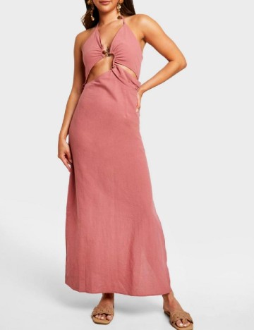 Rochie lunga Boohoo, roz pudra