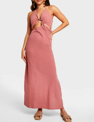 Rochie lunga Boohoo, roz pudra