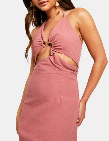 Rochie lunga Boohoo, roz pudra