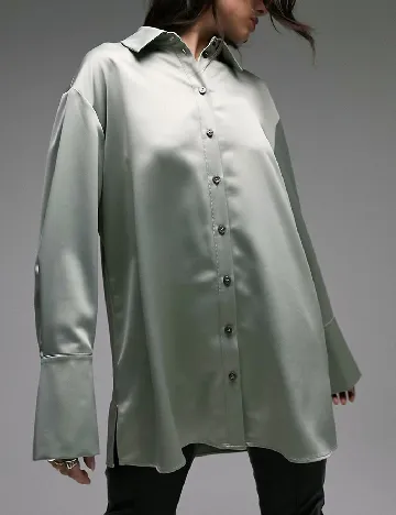 Camasa Oversize Top Shop, verde Verde