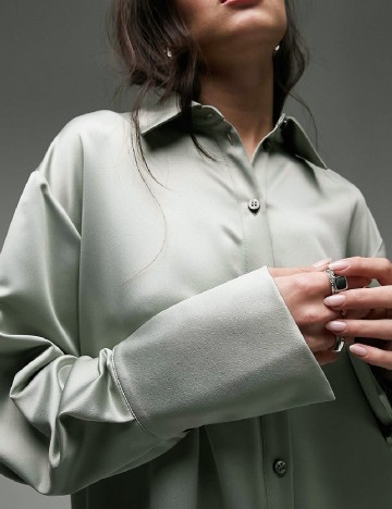 Camasa Oversize Top Shop, verde