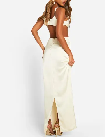 Rochie lunga Boohoo, ecru Alb