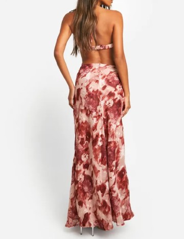 Rochie lunga Boohoo, roz pudra