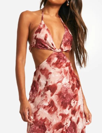 Rochie lunga Boohoo, roz pudra
