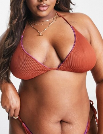 Sutien de baie reversibil We Are We Wear Plus Size, mov/maro