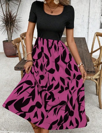 Rochie lunga SHEIN, negru/roz