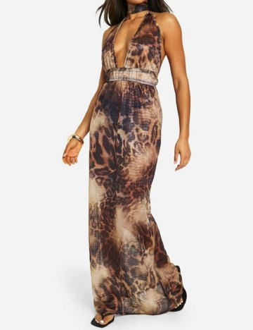 Rochie lunga Boohoo, animal print