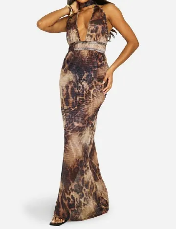 Rochie lunga Boohoo, animal print Animal print
