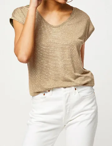 Tricou Pieces, bej Crem