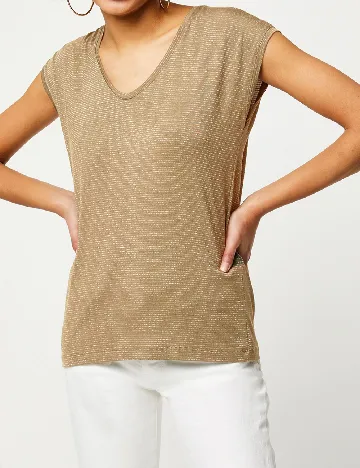 Tricou Pieces, bej Crem