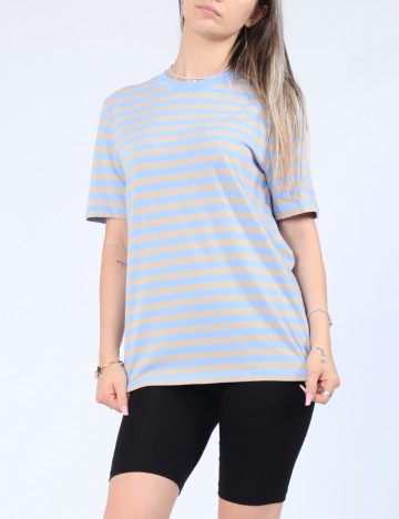 Tricou Pieces, bej/albastru