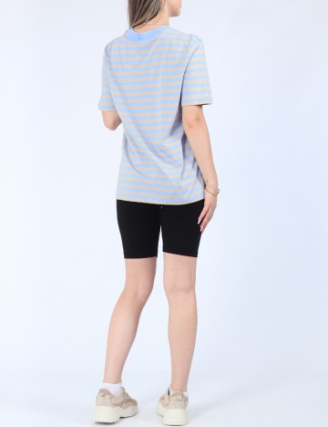 Tricou Pieces, bej/albastru