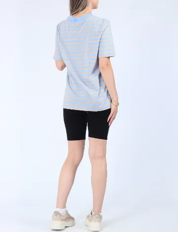 Tricou Pieces, bej/albastru