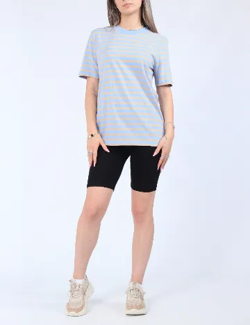 Tricou Pieces, bej/albastru