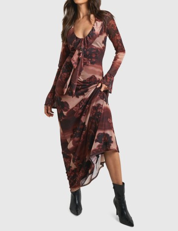 Rochie lunga Boohoo, floral print