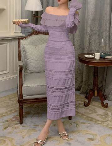 Rochie medie Dazy, mov