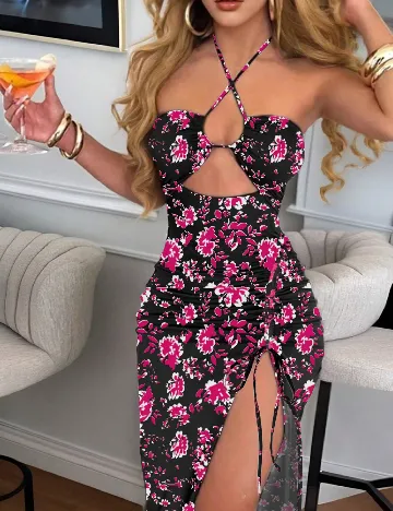 Rochie medie SHEIN, negru/roz