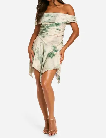 Rochie scurta Boohoo, crem/verde