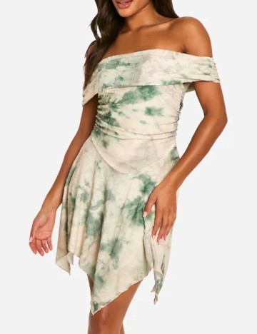 Rochie scurta Boohoo, crem/verde