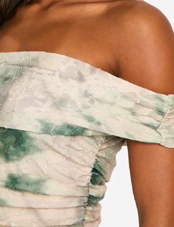 Rochie scurta Boohoo, crem/verde