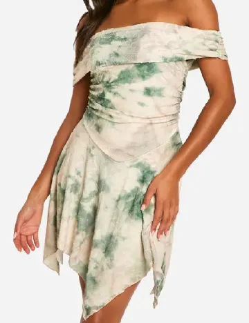 Rochie scurta Boohoo, crem/verde