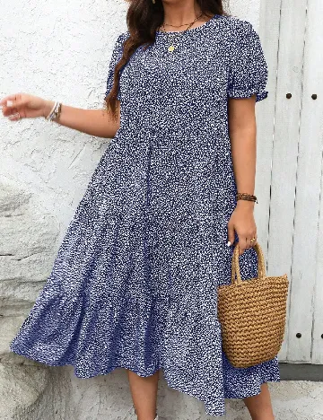 Rochie medie SHEIN CURVE, albastru
