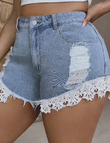 Pantaloni scurti SHEIN CURVE, albastru
