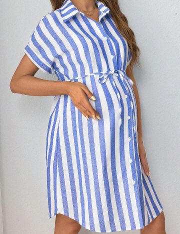 Rochie scurta SHEIN Maternity, alb/albastru