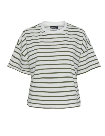 Tricou Pieces, alb/verde