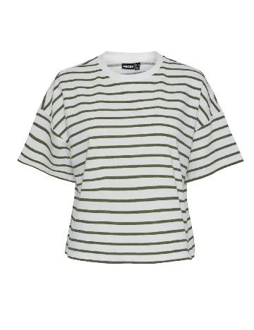 Tricou Pieces, alb/verde